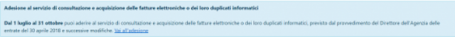 Fatturazione elettronica adesione al servizio di consultazione